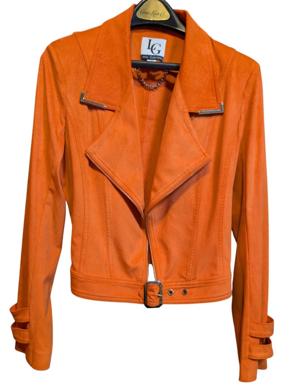 Lena Gabrielle Women's 6 Soft Moto Riding Baddie Crop Faux Zip Jacket